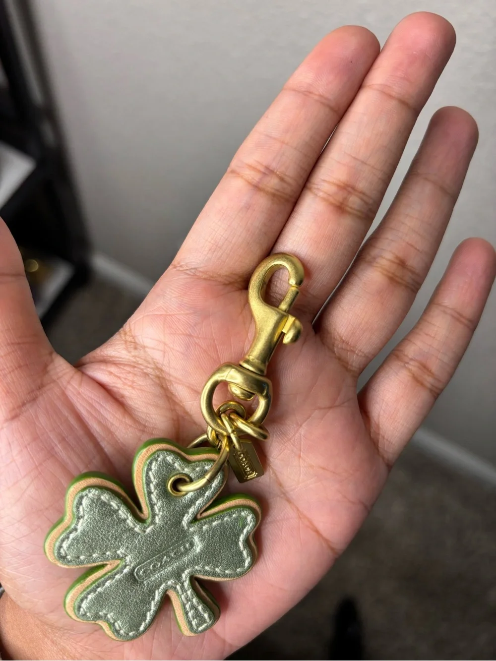Coach Four Leaf Clover bag charm green patent leather shamrock - charm only